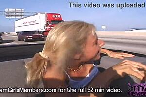 Ther thrilling exhibition on a sunny day by a bare breasted blonde