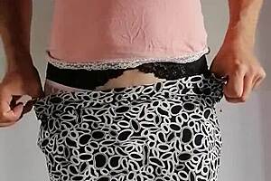 Anal plug in pink pantyhose, sissy