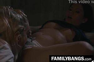 Family sex video of stepbrother and sister's passionate night with cousin HD