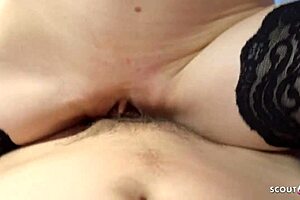 Intense amateur sex with petite teen Mia and well endowed German Guys