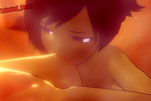 Steamy threesome, Yang goes wild with huge titted futa