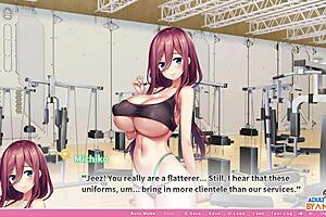 Michiko’s big-breasted workout in the gym with sex appeal exercise in Oppai Ero App Academy
