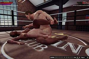 3D game with naked fighter Ethan vs Dela III with doggy style and oral sex