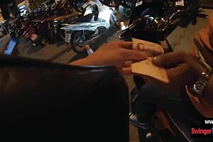 Young couple celebrates New Year in Thailand and enjoys sex.