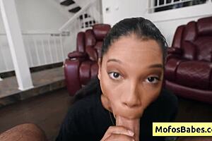 Eden West, a stunning black beauty, enjoys hardcore POV sex with a well-endowed white partner.