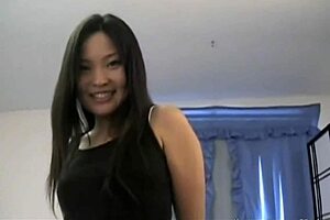 Petite Asian teen gives a striptease and gets fucked.