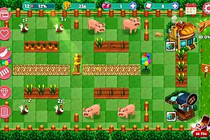 Country farm-themed anime game with red-haired and brunette girls.