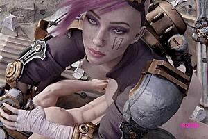 V has her ass fucked by a black cock in 3D animated porn.