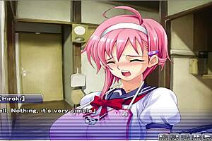 Double penetration action in Apartment of Love hentai game