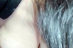 Big tits homemade brunette gets a facial in the bathroom