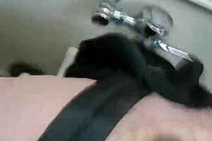 Big tits homemade brunette gets a facial in the bathroom