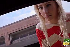 Odette Delacroix, a blonde fame hungry teen gets a public handjob audition in the park.