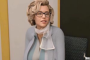 Big-chested executive and her boss having hot lesbian sex at work for promotion.