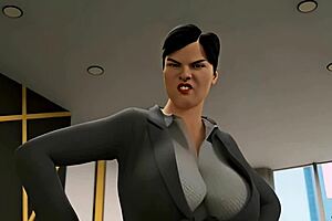 Big-chested executive and her boss having hot lesbian sex at work for promotion.