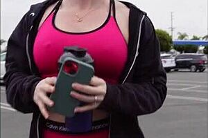 A hot milf goes for a steamy experience in the car after a workout at the gym.