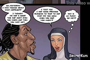 Nun gets her first taste of black cock in a group sex scene