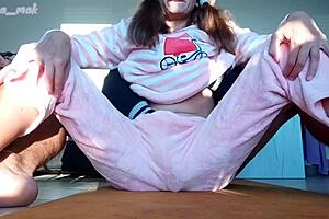18-year-old stepsis in pajamas gets hard cock in her small tits and cunt