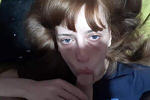 Young girl gives blow job to step brother's big cock