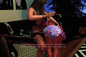3D video of a brat who cries during spanking and diaper fetish punishment