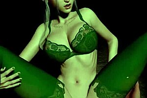 Beautiful elf maiden with sparkling eyes in 3D POV porn in the forest.