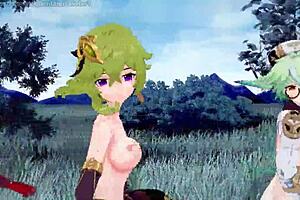 Green hair beauty in MMD: Amber Sucrose in Pick Me Produce 101
