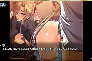 Koihime: Erotic scene with a princess and a hero on a horse in a world of anime and hentai.