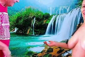 Beautiful natural tits and a hairless ass in outdoor sex scenes with agarabas and olpr