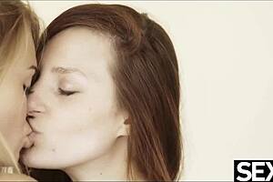 Beautiful blonde makes love to her pretty redhead girlfriend and enjoys her hairy pussy