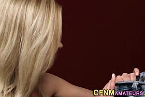 Amateur blowjob in a CFNM scene