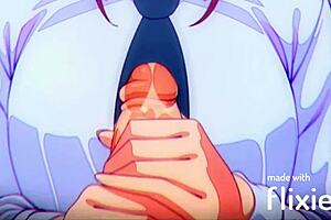 Anime handjob with cum shot