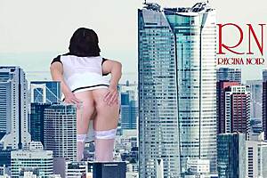 Tall and proud, she walks around in the city naked freely
