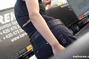Small and beautiful girl gives a wild blowjob