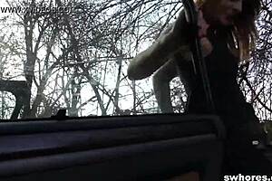 Small and beautiful girl gives a wild blowjob