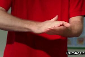 Bimbo gets messy with sperm and facial cumshot compilation