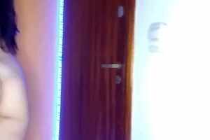 Hot girlfriend against the wall and cum on the tail