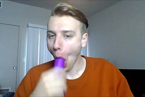 POV blowjob and facial in a gay porn video