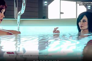 Redhead gets her wet pussy licked in 3D game