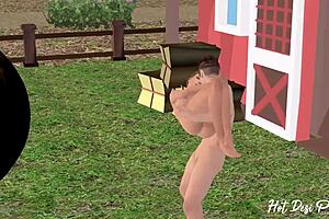 Public park sex with a friend and a creampie in a cartoon style