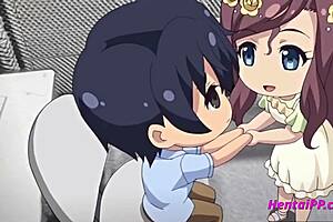 Small brunette beauty gets fucked on a table in this hentai video