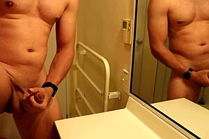 Steamy solo scene with hot guy and huge cock
