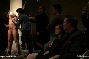 Public bound blonde gets rough anal sex
