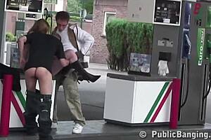 Young pregnant girl gets gang banged at a gas station
