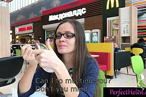 Young teen gives a hardcore public blowjob and swallows cum
