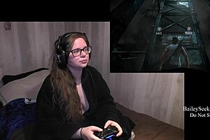 Playing Until Dawn and sharing my big boobs and ass with you