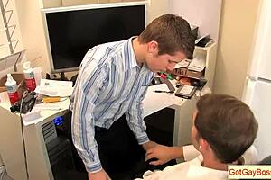 Gay boys have fun at work and indulge in oral sex