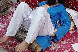 Sobia Nasir in uniform, roleplaying on WhatsApp video call