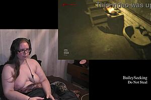 Brunette beauty gets naughty in Naked outlast play through part 3