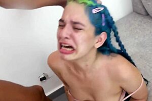 Petite Lola heart taking a rough big dick throat pie