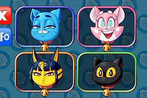 Kittens want to catch the cat in this animated hentai game