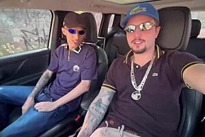 Gay guy gets rim job on his way back home